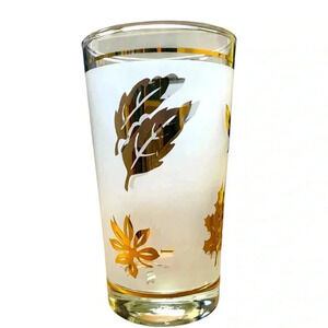 Vintage Mid Century 24k Gold Atomic Etched Set of 6 Bar Glasses  Frosted w Gold
